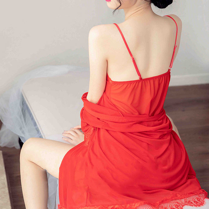 Femboy wear sweet femboy sexy slip nightgown lingerie set back