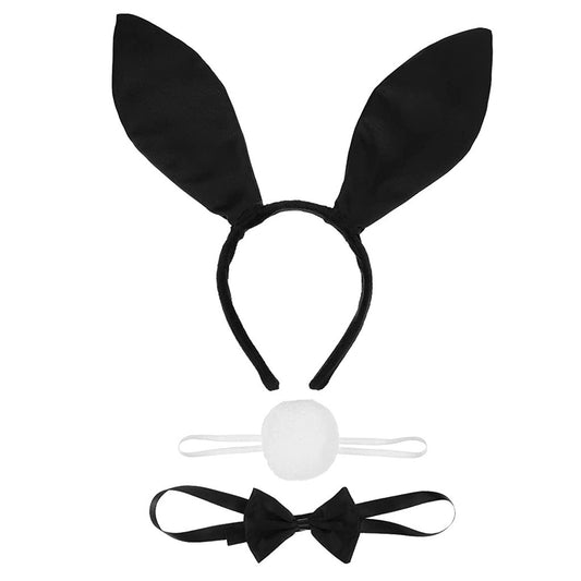 Black femboy bunny ear and tail set