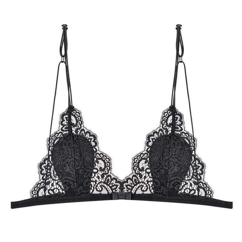 Black femboy sexy floral lace micro bra