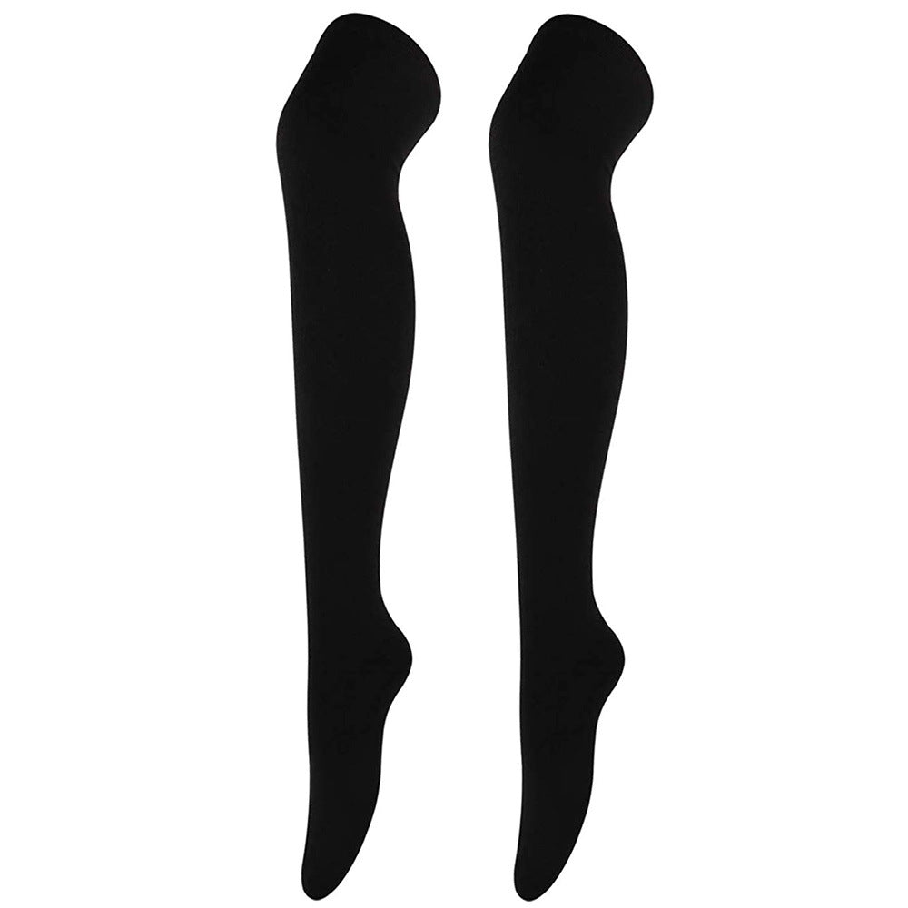 Black femboy solid color thigh high socks