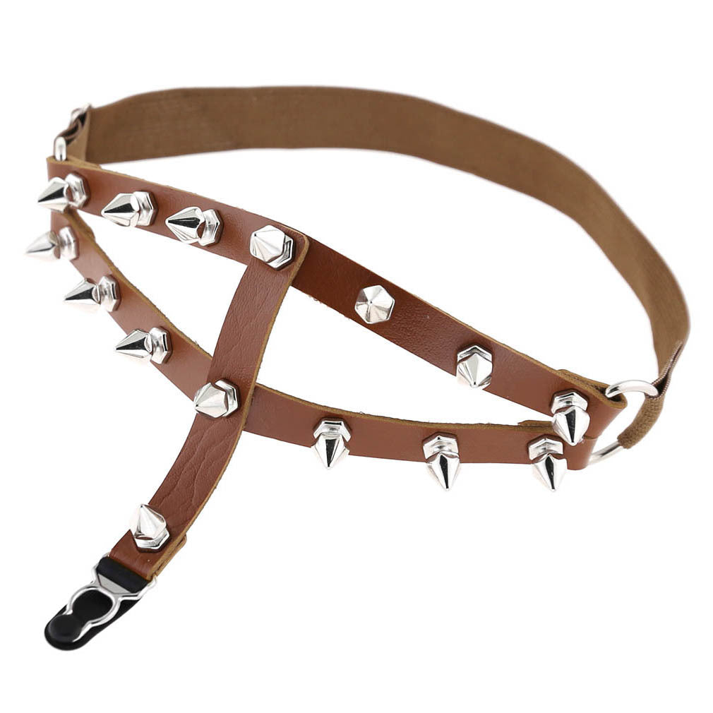 Brown femboy punk leather thigh garter for femboy