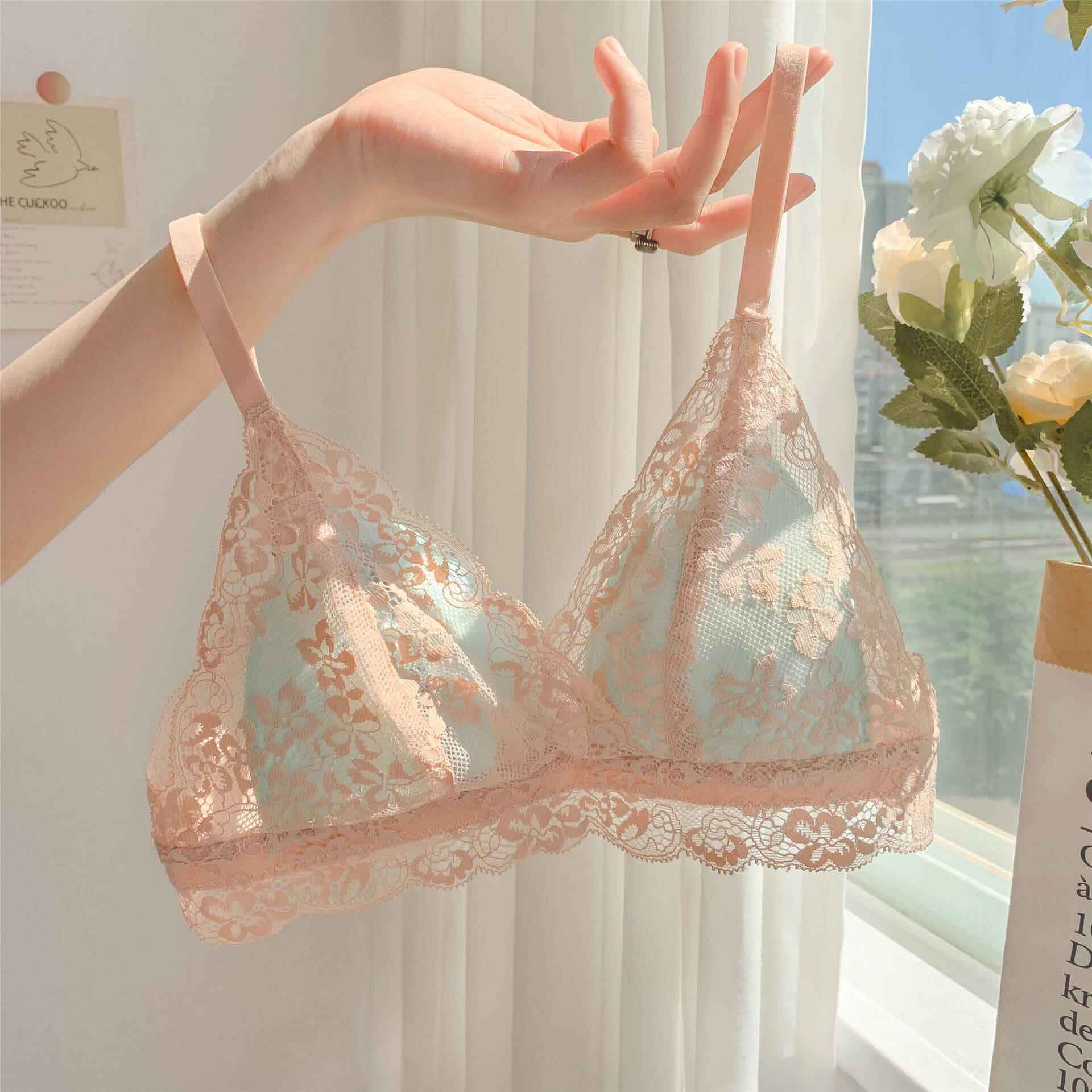 Cute femboy french floral lace bra for femboy