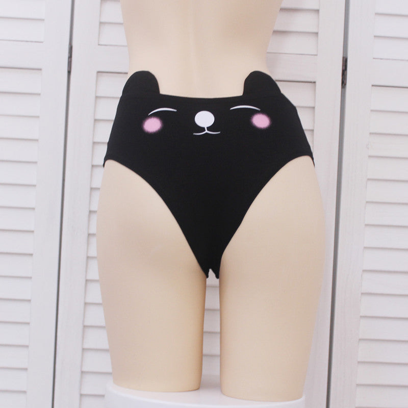 Femboy black cute bear panties with ears