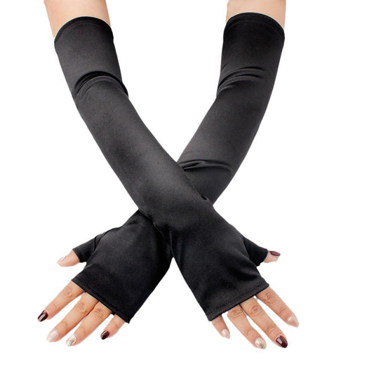 Femboy black femboy long satin gloves femboy fashion