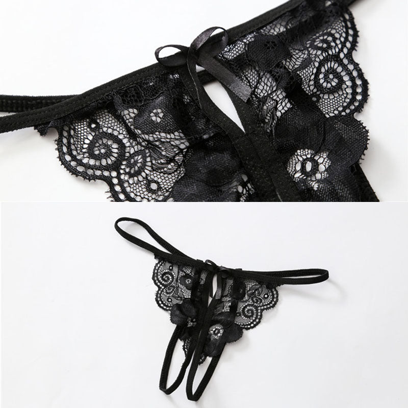 Femboy black floral lace 4 strap garter belt femboy fashion