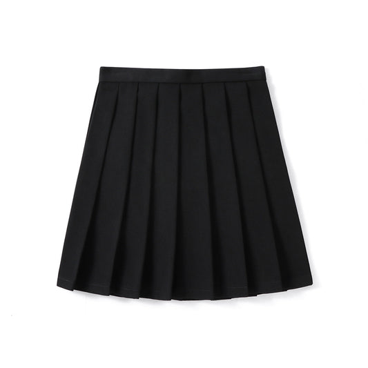 Femboy black solid color pleated skirt