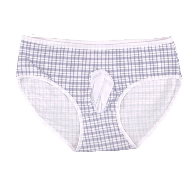 Femboy blue plaid pouch panties