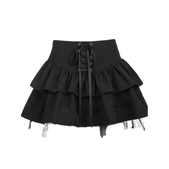 Femboy gothic high waist lace skirt