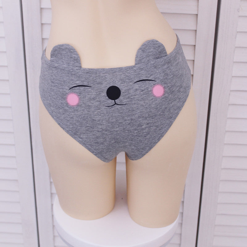 Femboy grey cute bear panties with ears