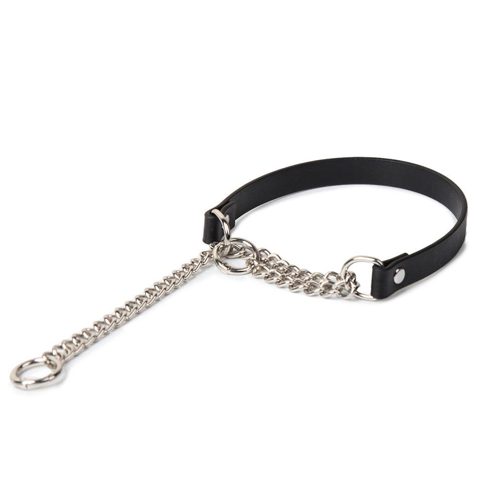 Femboy leather chain collar for femboy