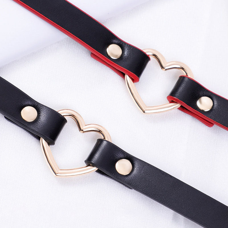 Femboy leather choker with heart detail