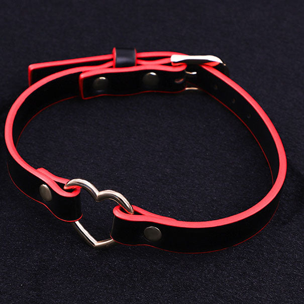 Femboy leather choker with heart