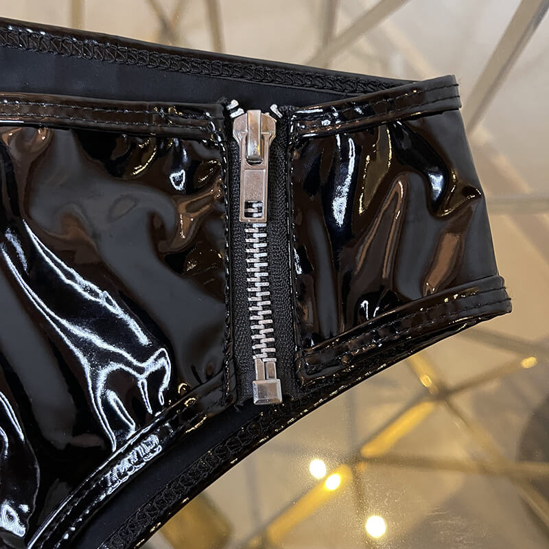 Femboy leather panty with zipper detail