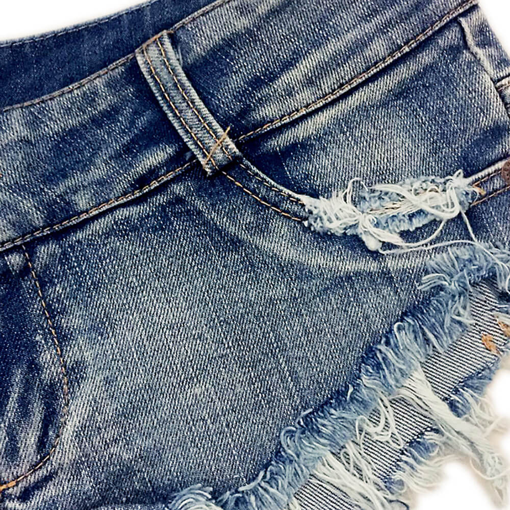 Femboy low rise jean shorts detail