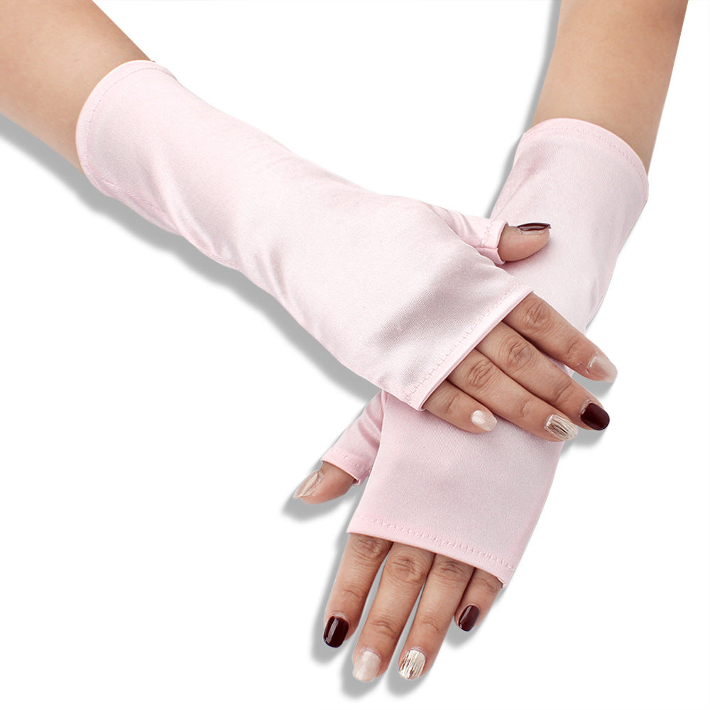 Femboy pink femboy long satin gloves femboy fashion