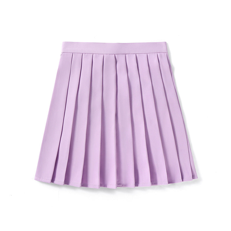 Femboy purple solid color pleated skirt