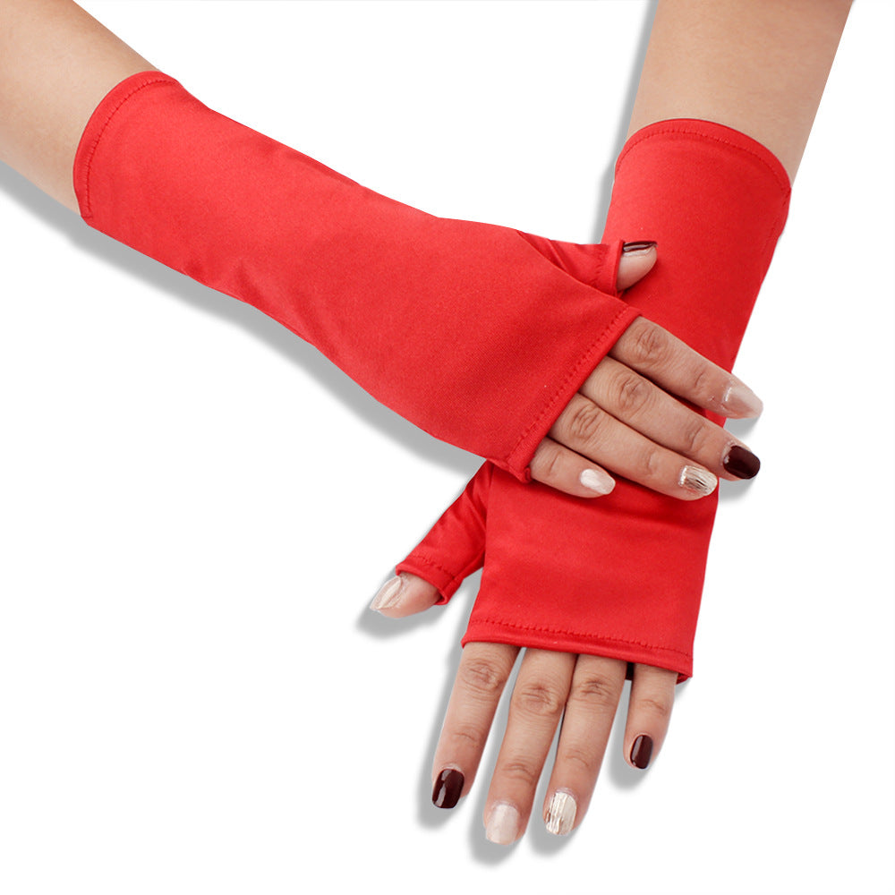 Femboy red femboy long satin gloves femboy fashion