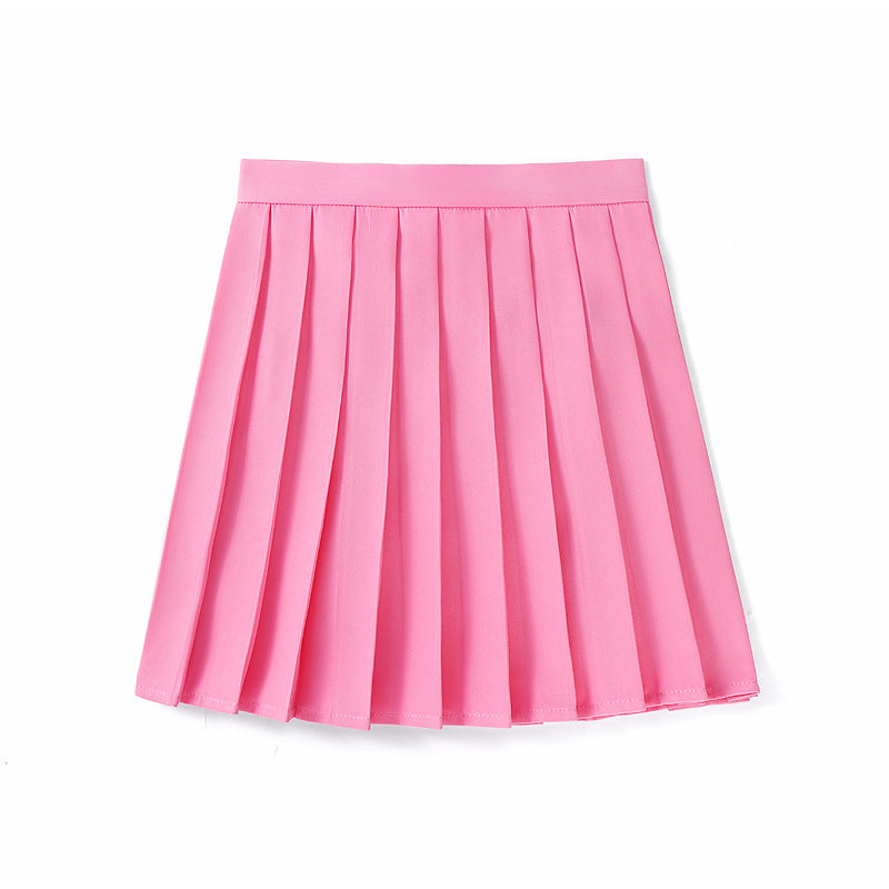 Femboy rose solid color pleated skirt