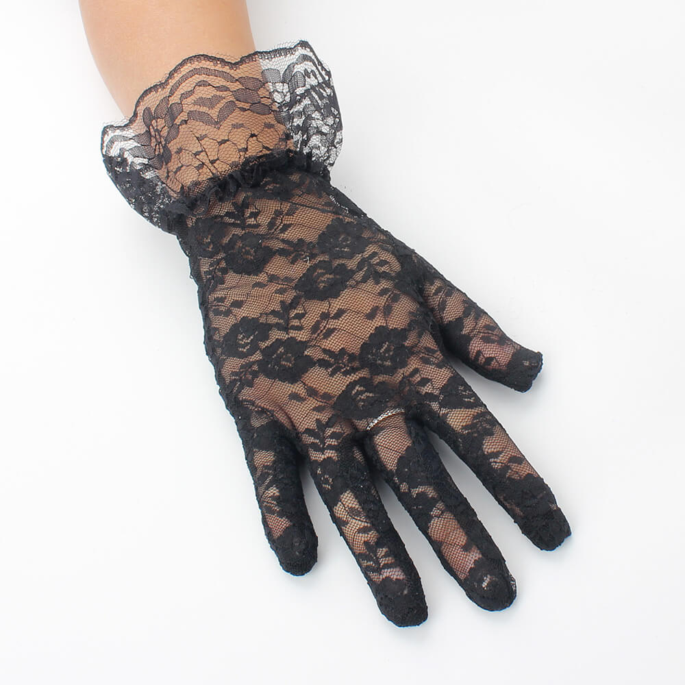 Femboy wear black femboy sexy lace short gloves