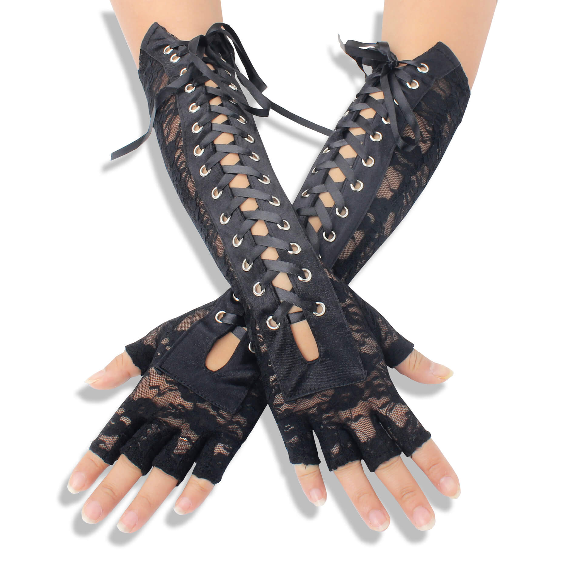 Femboy wear black femboy sexy lace up gloves femboy fashion