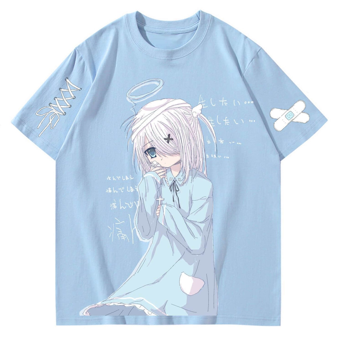 Femboy wear blue femboy cute white angel t shirt