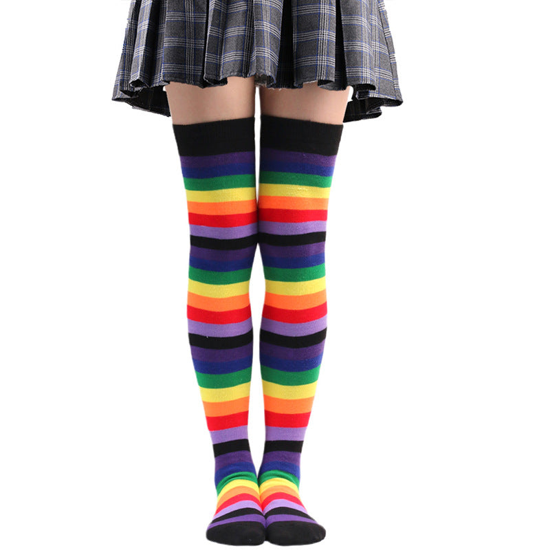 Femboy wear blue femboy rainbow thigh high socks