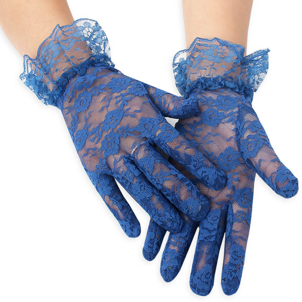 Femboy wear blue femboy sexy lace short gloves for femboy