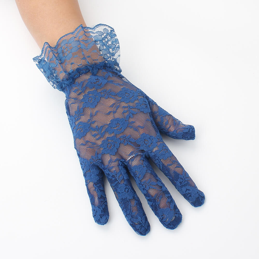 Femboy wear blue femboy sexy lace short gloves