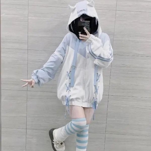 Femboy wear cute femboy cute zipper hoodie for femboy