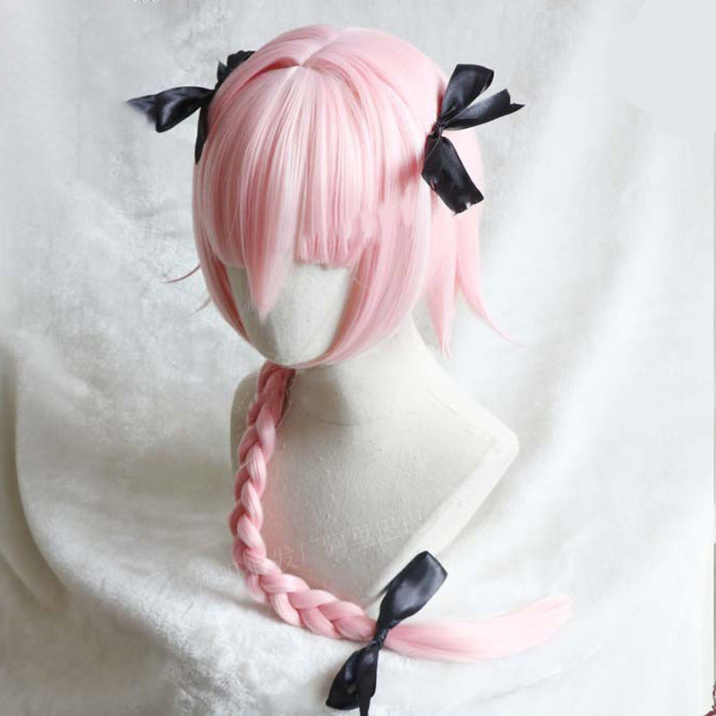 Femboy wear femboy astolfo cosplay pink wigs with bow for femboy