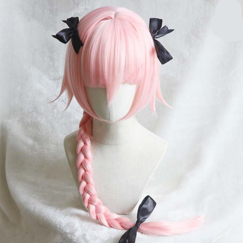 Femboy wear femboy astolfo cosplay pink wigs with bow