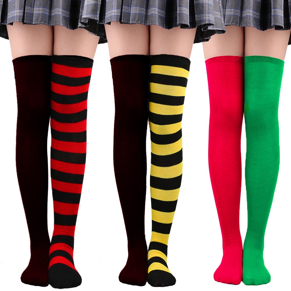 Femboy wear femboy asymmetric thigh high socks for femboy