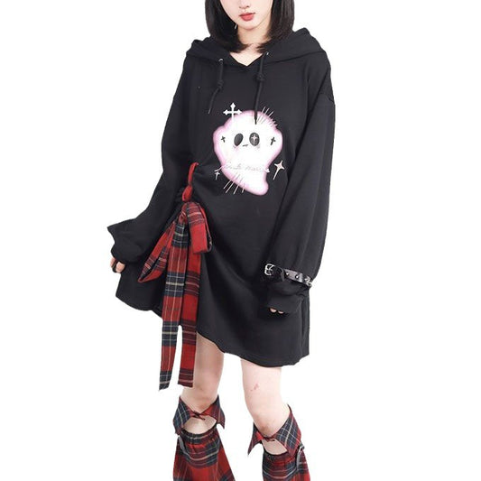 Femboy wear femboy black drawstring hoodie with ears for femboy