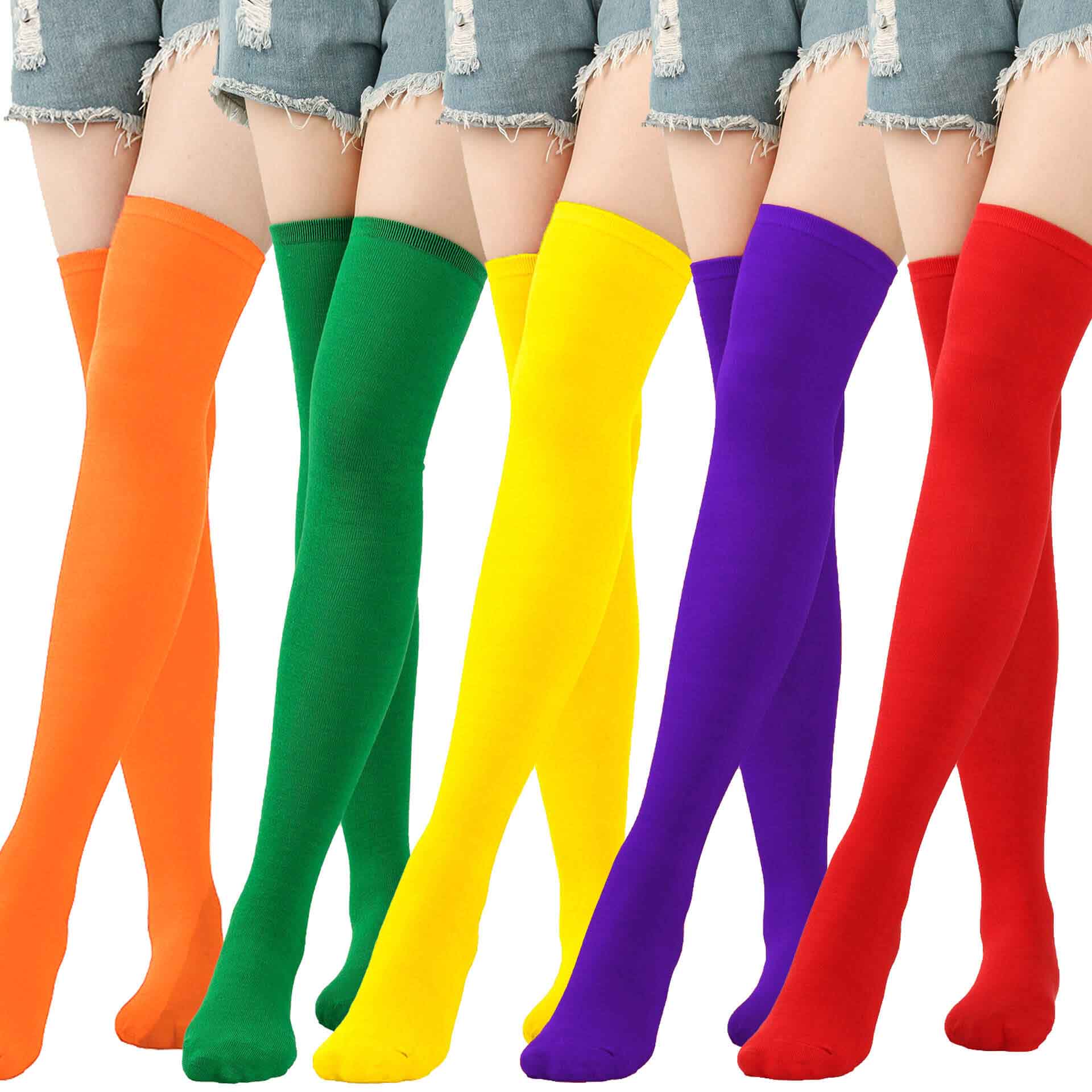 Femboy wear femboy colorful thigh high socks for femboy