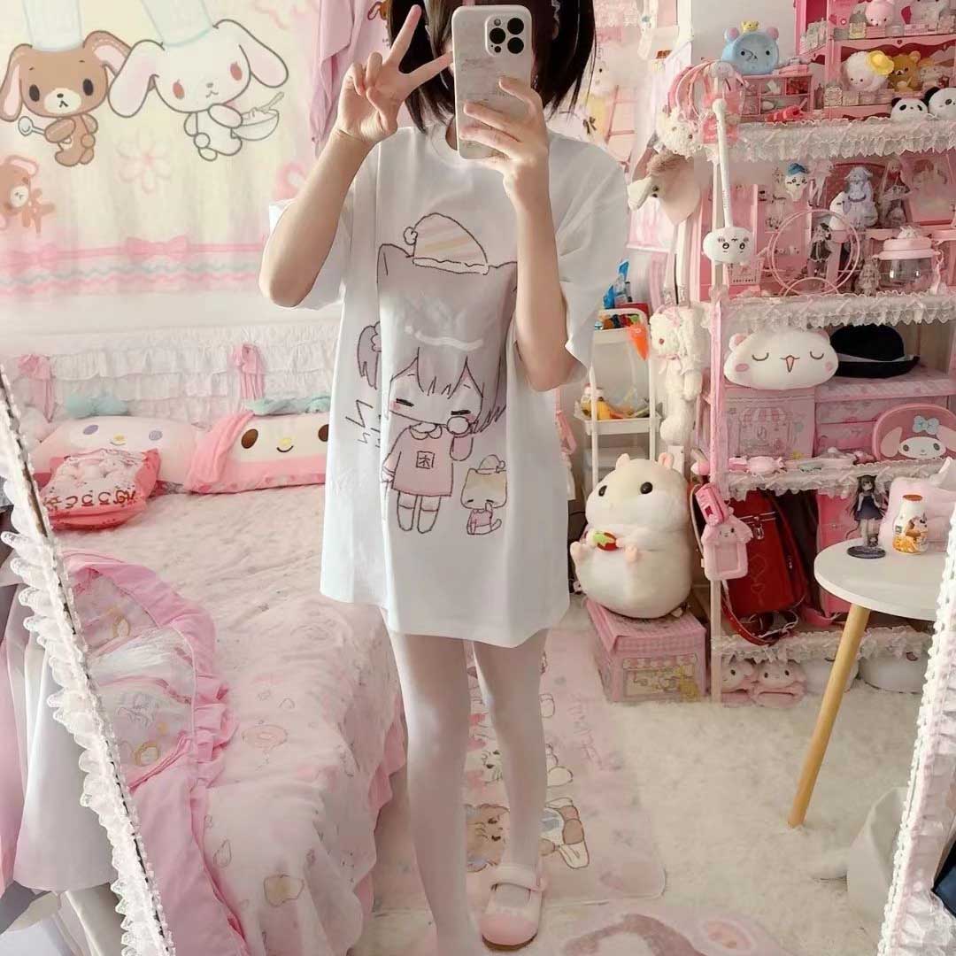 Femboy wear femboy cute anime print t shirt femboy fashion