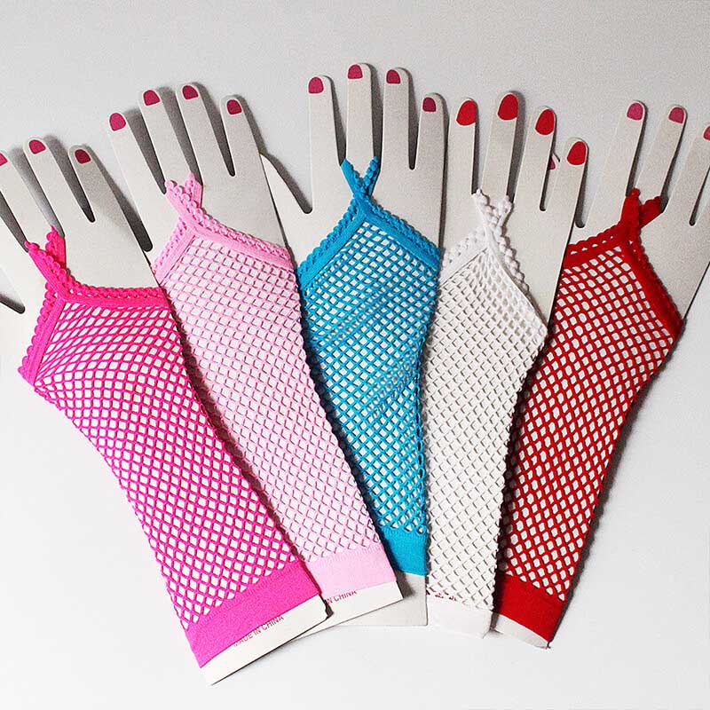 Femboy wear femboy finger loop fishnet gloves