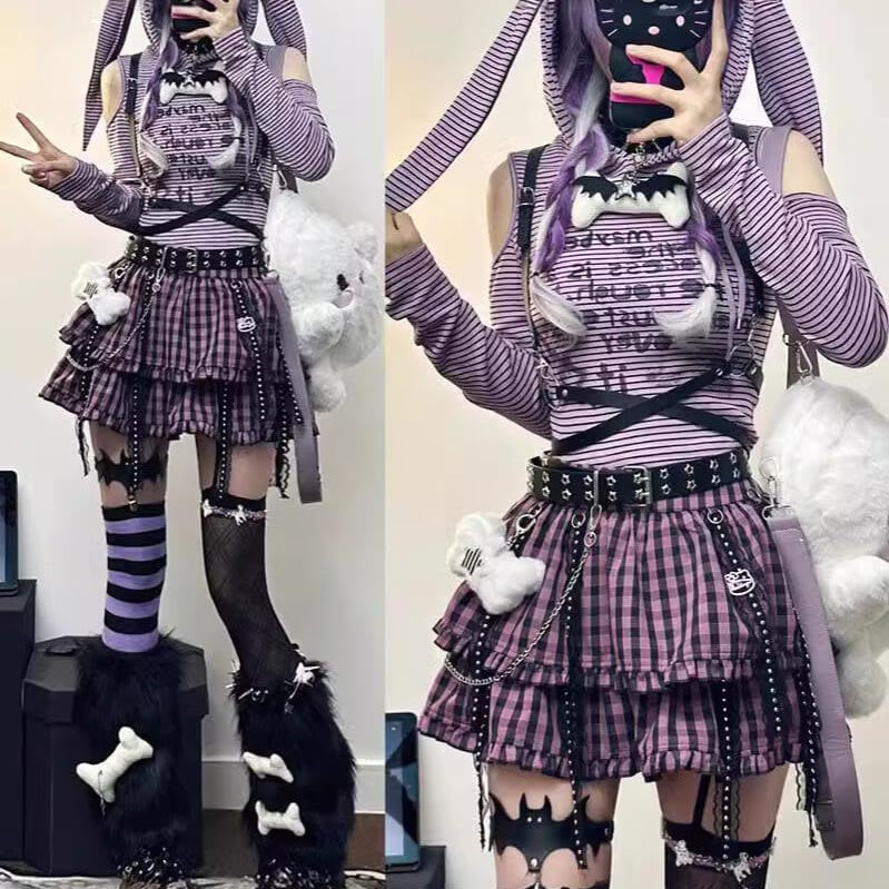 Femboy wear femboy gothic black and purple puffy skirt femboy fashion