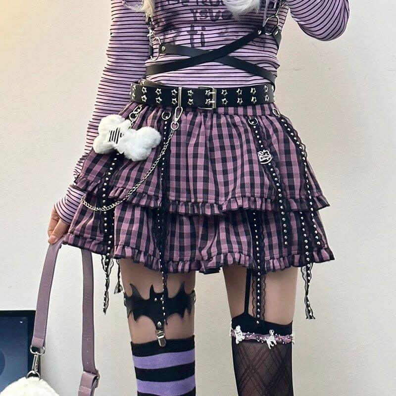 Femboy wear femboy gothic black and purple puffy skirt