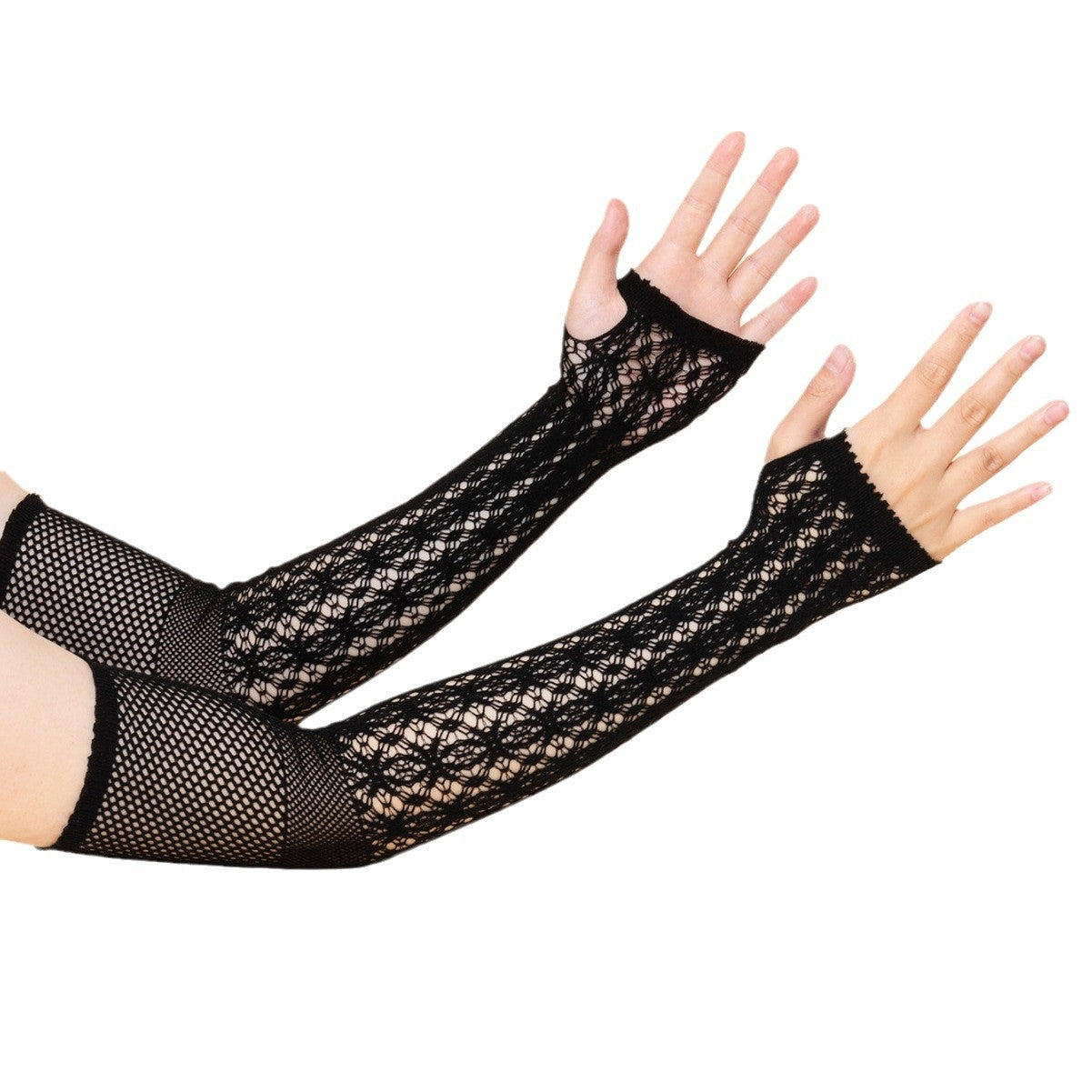 Femboy wear femboy gothic black fishnet arm warms