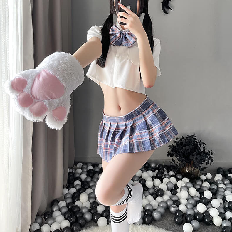 Femboy wear femboy japanese schoolgirl uniform lingerie side