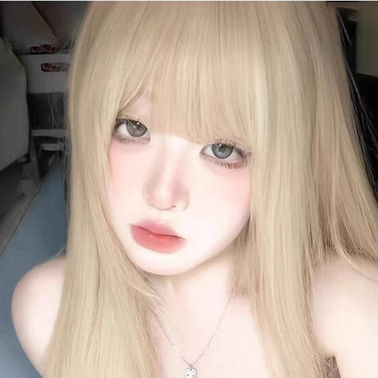 Femboy wear femboy long straight blonde wig with bang femboy fashion