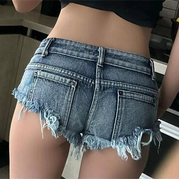 Femboy wear femboy low rise jean shorts back