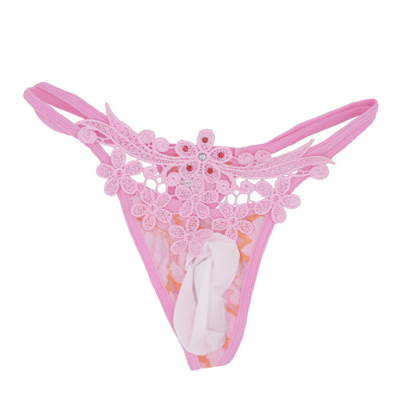 Femboy wear femboy low rise lace penis pouch panties