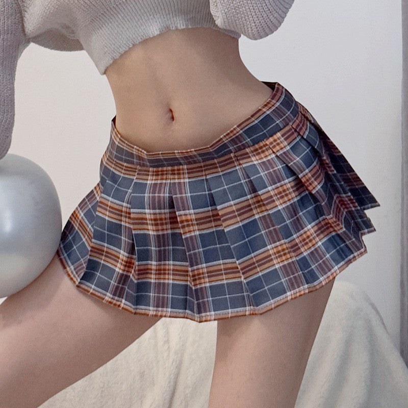 Femboy wear femboy plaid mini skirt for femboy