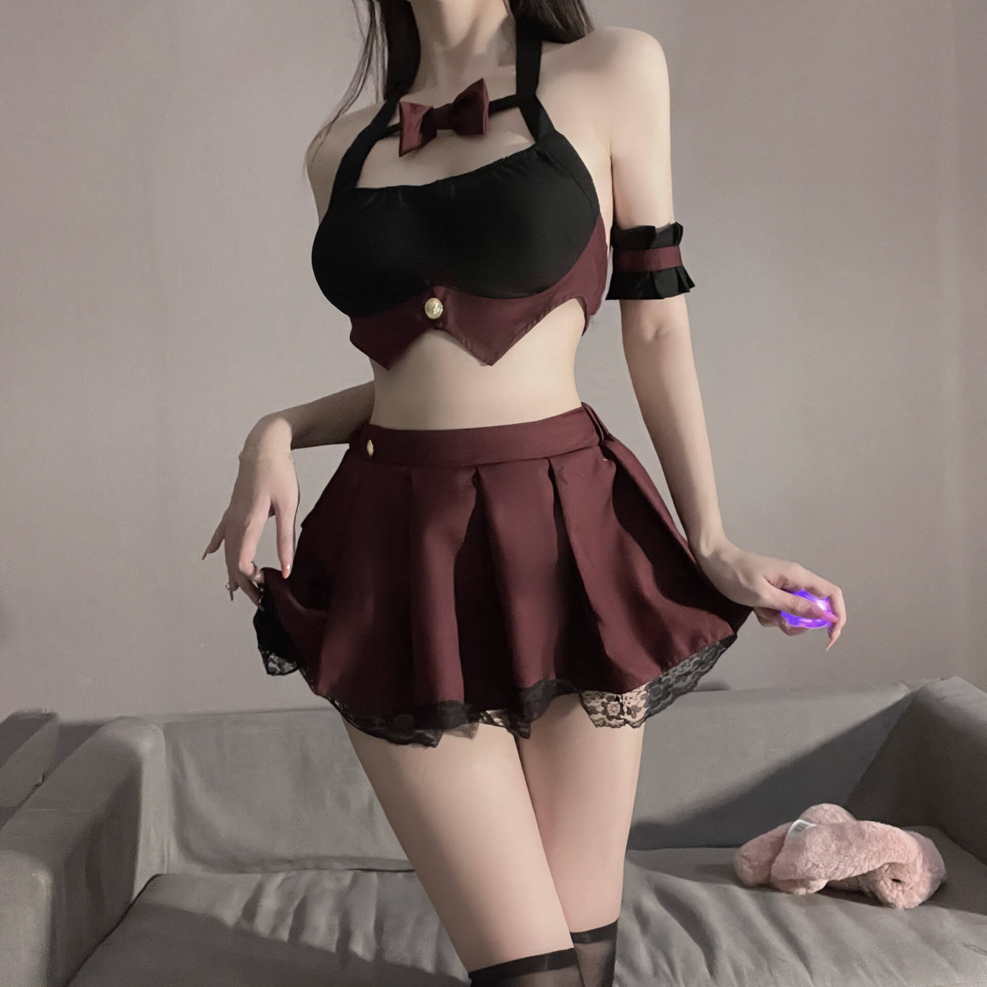 Femboy wear femboy sexy halter schoolgirl lingerie set for femboy