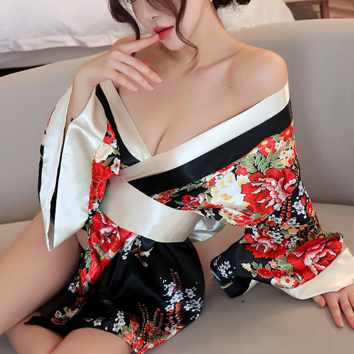 Femboy wear femboy sexy kimono lingerie front