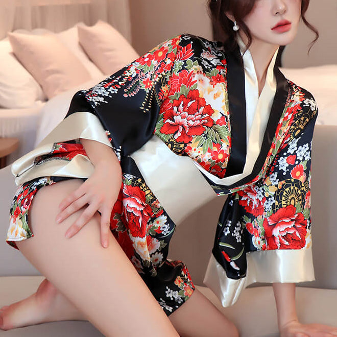 Femboy wear femboy sexy kimono lingerie side