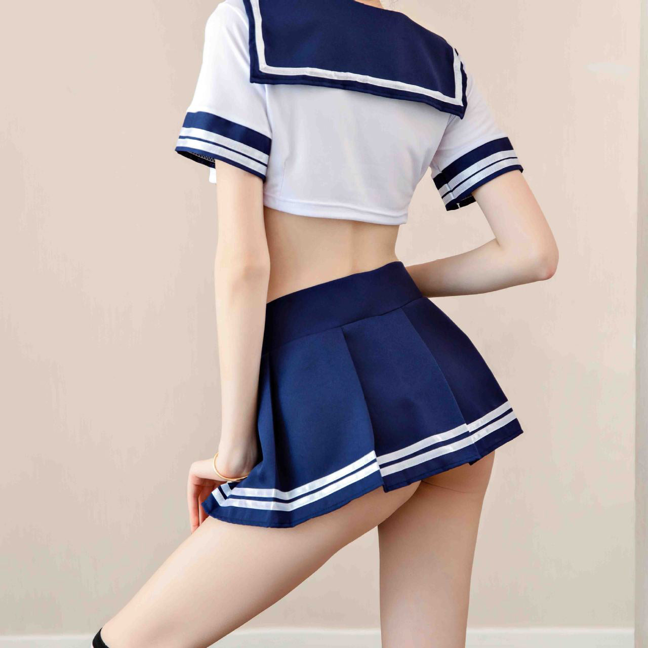 Femboy wear femboy sexy schoolgirl lingerie set back