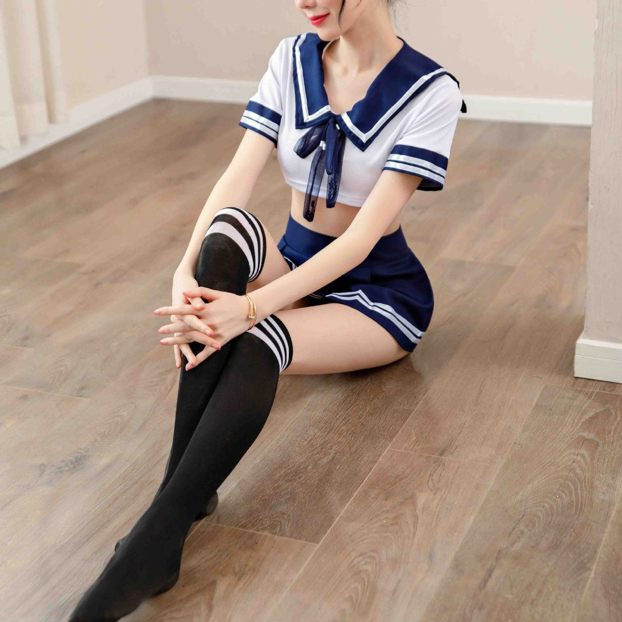 Femboy wear femboy sexy schoolgirl lingerie set for femboy