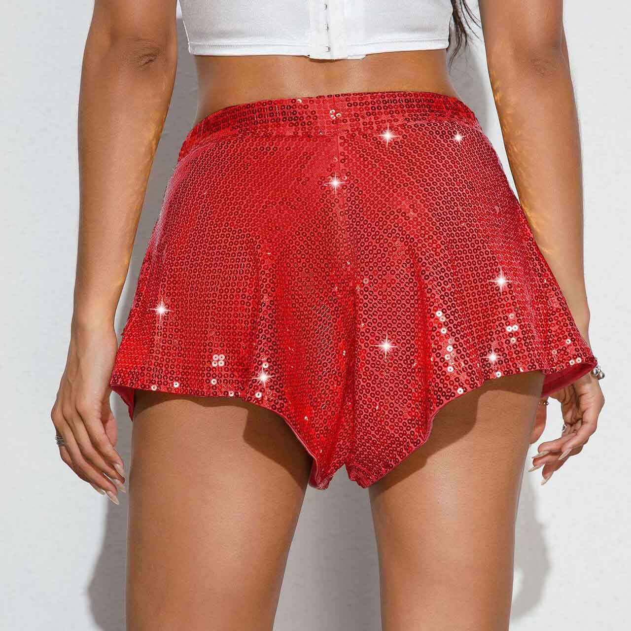 Femboy wear femboy shiny sequin shorts back